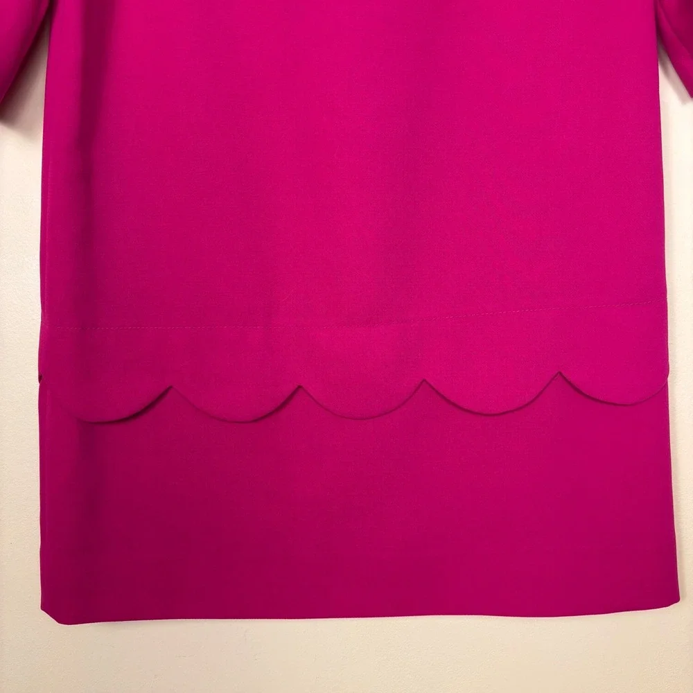 KATE SPADE Demi Scallop Shift Mini Dress Sweetheart Pink Women Size 4 3/4 Sleeve